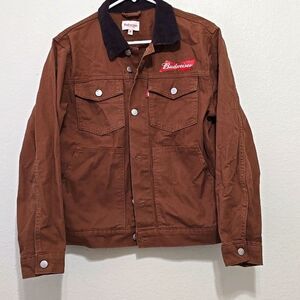 Budweiser Beer Brown Denim Trucker Jean Jacket S